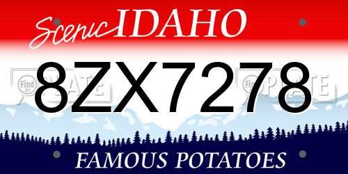 8ZX7278 Idaho License Plate