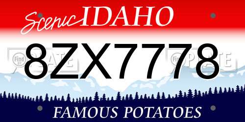 8ZX7778 Idaho License Plate