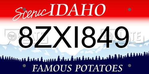 8ZXI849 Idaho License Plate