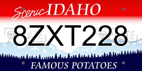 8ZXT228 Idaho License Plate
