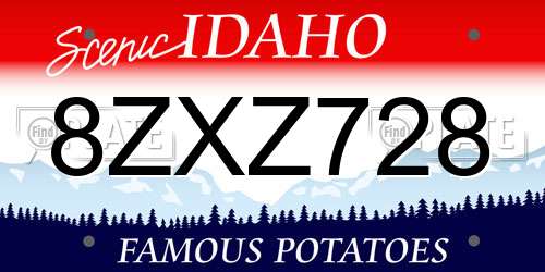 8ZXZ728 Idaho License Plate