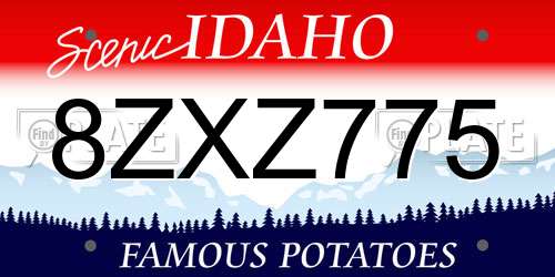 8ZXZ775 Idaho License Plate