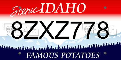 8ZXZ778 Idaho License Plate