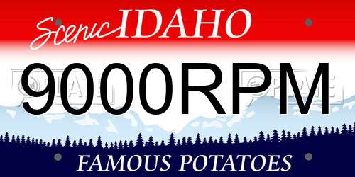 9000RPM Idaho License Plate