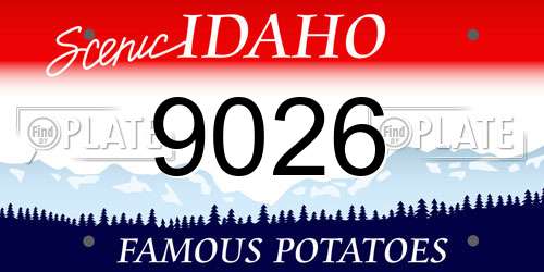 9026 Idaho License Plate