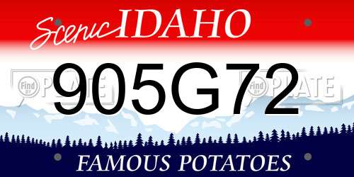 905G72 Idaho License Plate
