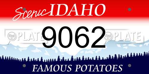 9062 Idaho License Plate