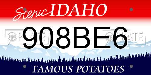 908BE6 Idaho License Plate