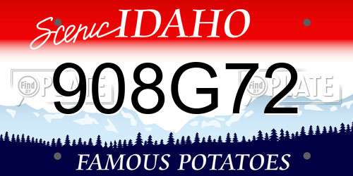 908G72 Idaho License Plate