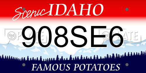 908SE6 Idaho License Plate