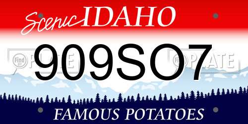 909SO7 Idaho License Plate