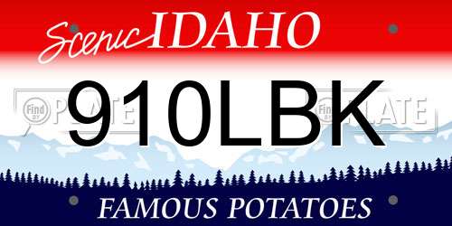 910LBK Idaho License Plate