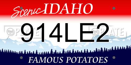914LE2 Idaho License Plate
