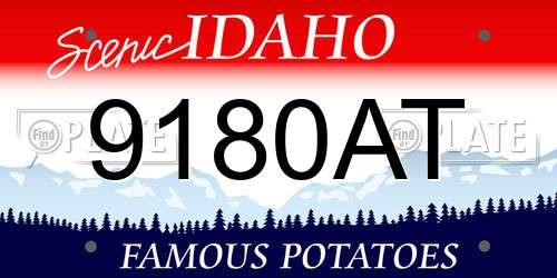9180AT Idaho License Plate