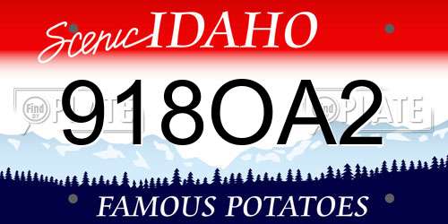 918OA2 Idaho License Plate