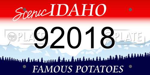 92018 Idaho License Plate