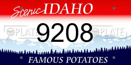 9208 Idaho License Plate