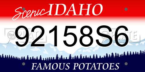92158S6 Idaho License Plate