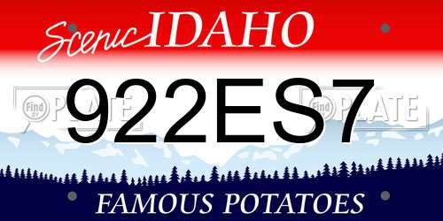 922ES7 Idaho License Plate