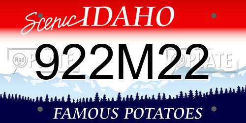 922M22 Idaho License Plate
