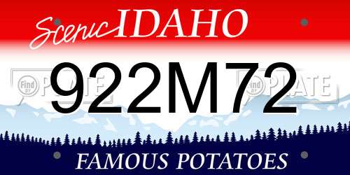 922M72 Idaho License Plate