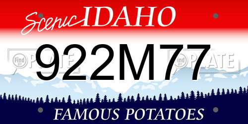 922M77 Idaho License Plate