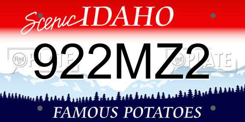 922MZ2 Idaho License Plate