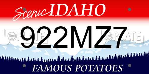 922MZ7 Idaho License Plate