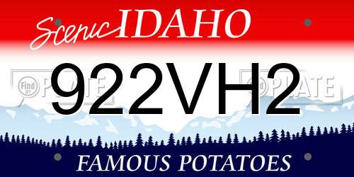 922VH2 Idaho License Plate