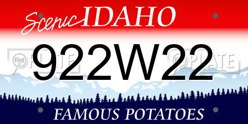 922W22 Idaho License Plate