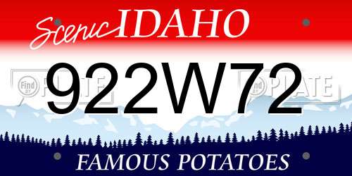 922W72 Idaho License Plate