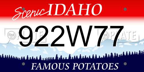 922W77 Idaho License Plate