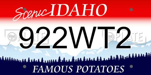 922WT2 Idaho License Plate