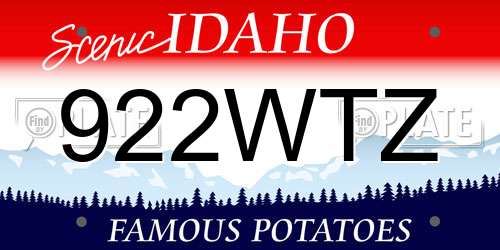 922WTZ Idaho License Plate