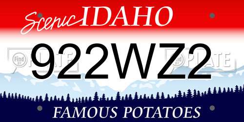 922WZ2 Idaho License Plate