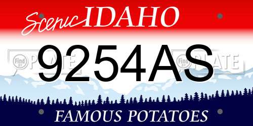 9254AS Idaho License Plate