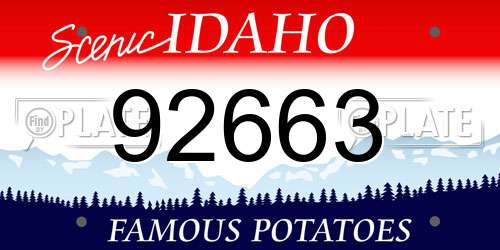 92663 Idaho License Plate