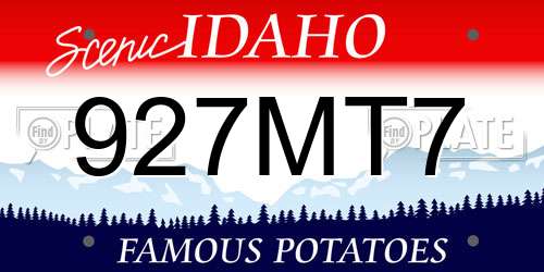 927MT7 Idaho License Plate