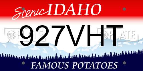 927VHT Idaho License Plate