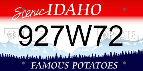 927W72 Idaho License Plate