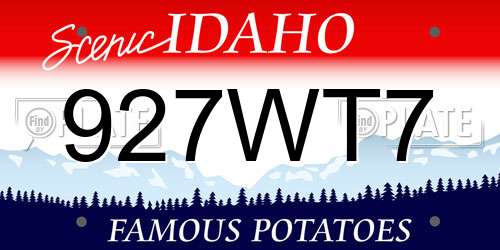 927WT7 Idaho License Plate