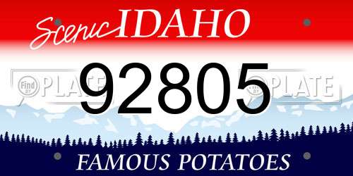 92805 Idaho License Plate