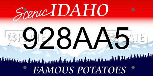 928AA5 Idaho License Plate