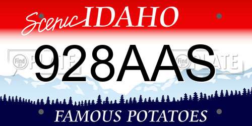 928AAS Idaho License Plate