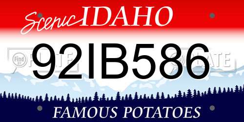92IB586 Idaho License Plate