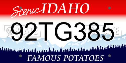 92TG385 Idaho License Plate