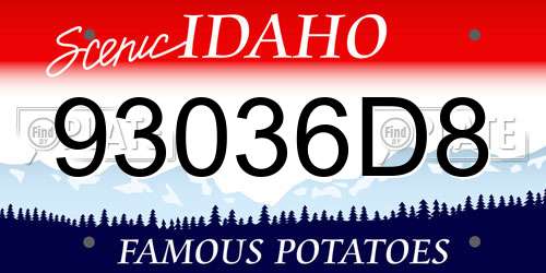 93036D8 Idaho License Plate