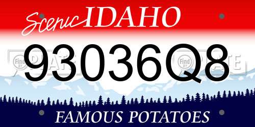 93036Q8 Idaho License Plate