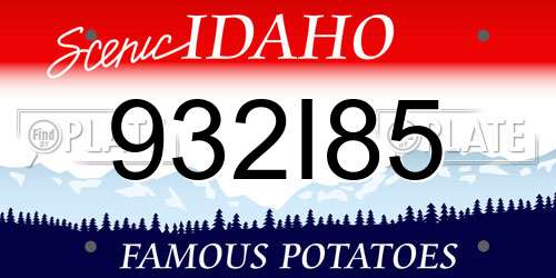 932I85 Idaho License Plate
