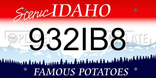 932IB8 Idaho License Plate